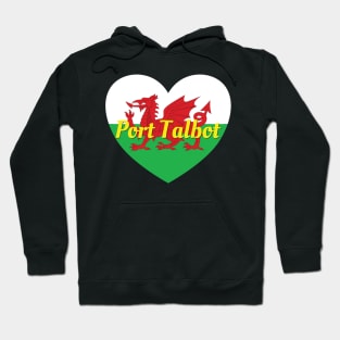 Port Talbot Wales UK Wales Flag Heart Hoodie